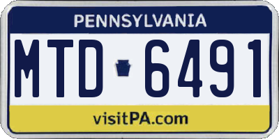 PA license plate MTD6491