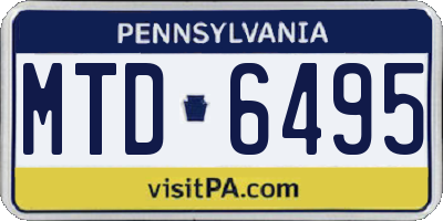 PA license plate MTD6495