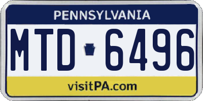 PA license plate MTD6496