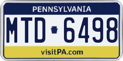 PA license plate MTD6498