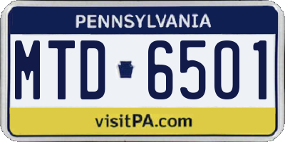 PA license plate MTD6501