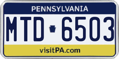 PA license plate MTD6503