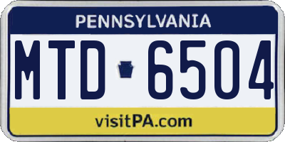 PA license plate MTD6504