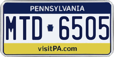 PA license plate MTD6505
