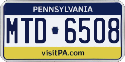 PA license plate MTD6508