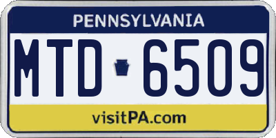 PA license plate MTD6509