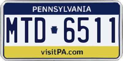 PA license plate MTD6511