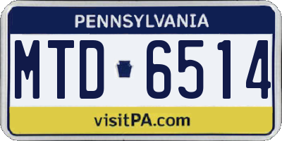 PA license plate MTD6514
