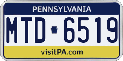 PA license plate MTD6519