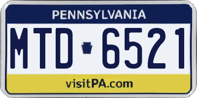 PA license plate MTD6521