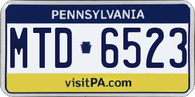 PA license plate MTD6523
