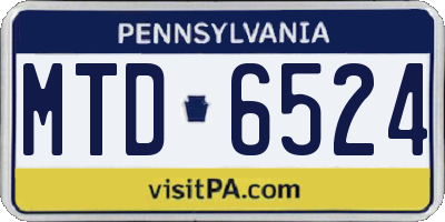 PA license plate MTD6524