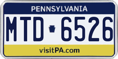 PA license plate MTD6526
