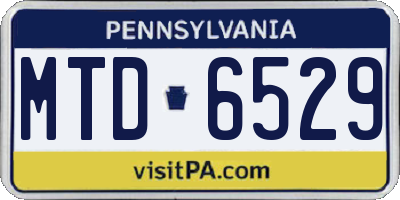 PA license plate MTD6529