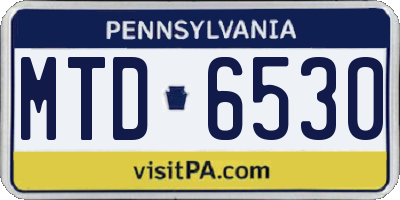 PA license plate MTD6530