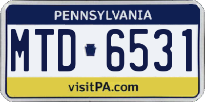 PA license plate MTD6531