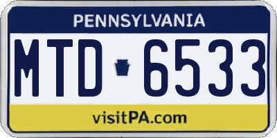 PA license plate MTD6533