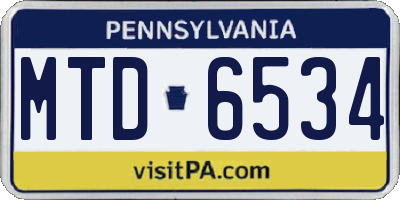 PA license plate MTD6534