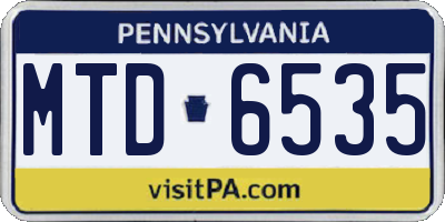 PA license plate MTD6535