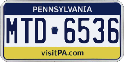 PA license plate MTD6536