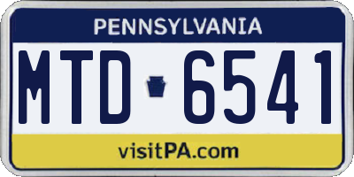 PA license plate MTD6541