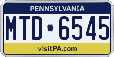 PA license plate MTD6545