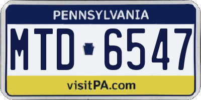 PA license plate MTD6547