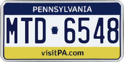PA license plate MTD6548
