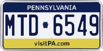 PA license plate MTD6549