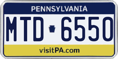 PA license plate MTD6550
