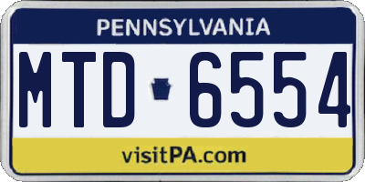 PA license plate MTD6554