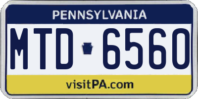 PA license plate MTD6560