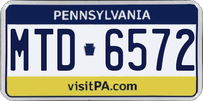 PA license plate MTD6572