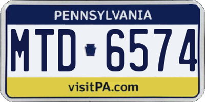 PA license plate MTD6574