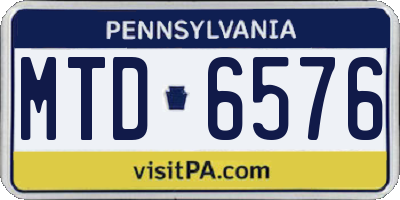 PA license plate MTD6576