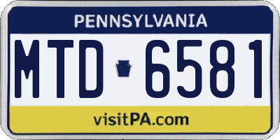 PA license plate MTD6581