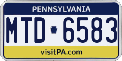 PA license plate MTD6583