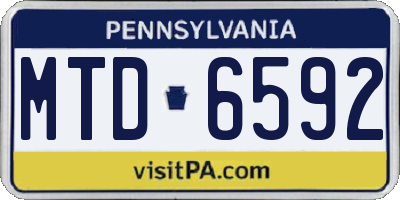 PA license plate MTD6592