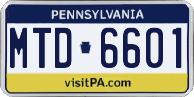 PA license plate MTD6601
