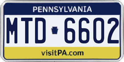 PA license plate MTD6602