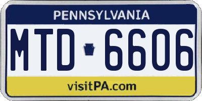 PA license plate MTD6606