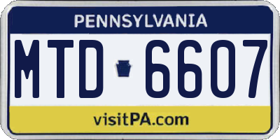 PA license plate MTD6607