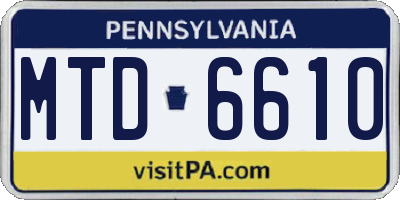 PA license plate MTD6610