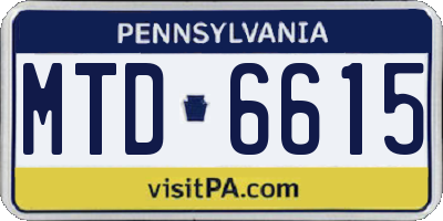 PA license plate MTD6615
