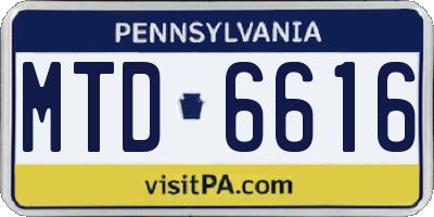 PA license plate MTD6616