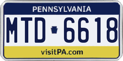 PA license plate MTD6618