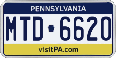 PA license plate MTD6620
