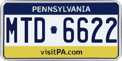 PA license plate MTD6622