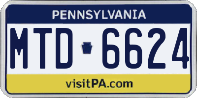 PA license plate MTD6624