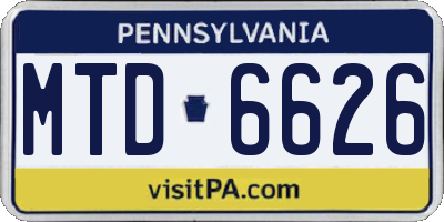 PA license plate MTD6626